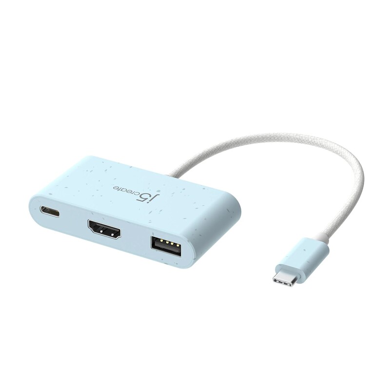 Адаптер J5create USB-C - USB/USB-C/HDMI (M/F), Cyan (JCA379EC-N)