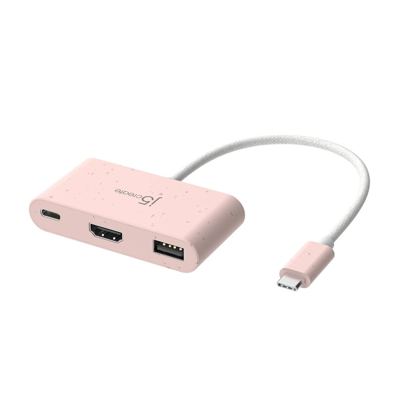 Адаптер J5create USB-C - USB/USB-C/HDMI (M/F), Pink (JCA379ER-N)