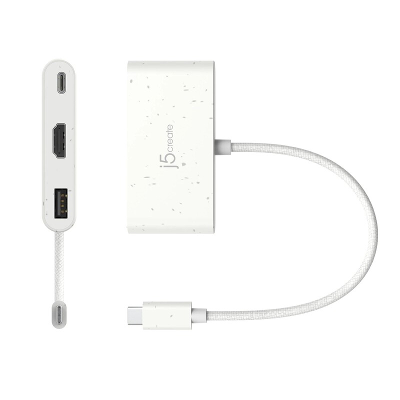 Адаптер J5create USB-C - USB/USB-C/HDMI (M/F), White (JCA379EW-N)