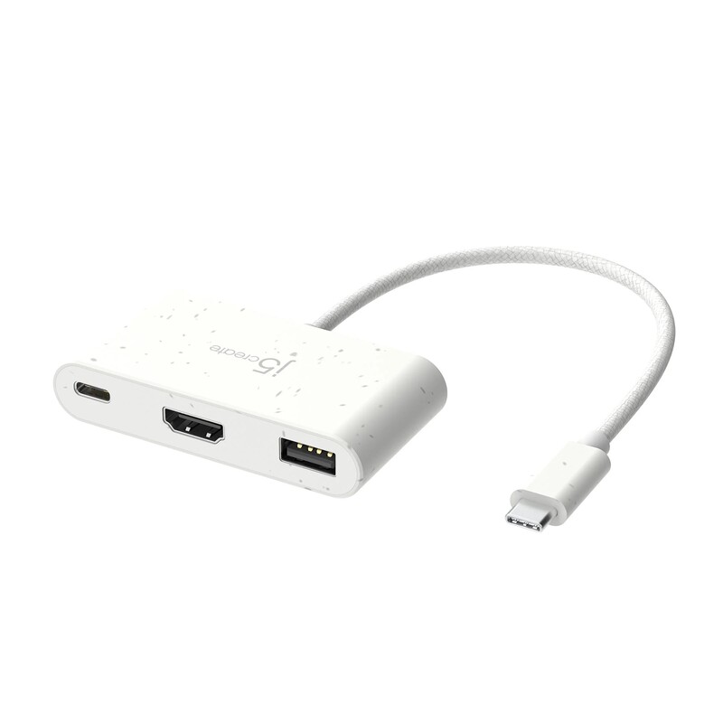 Адаптер J5create USB-C - USB/USB-C/HDMI (M/F), White (JCA379EW-N)