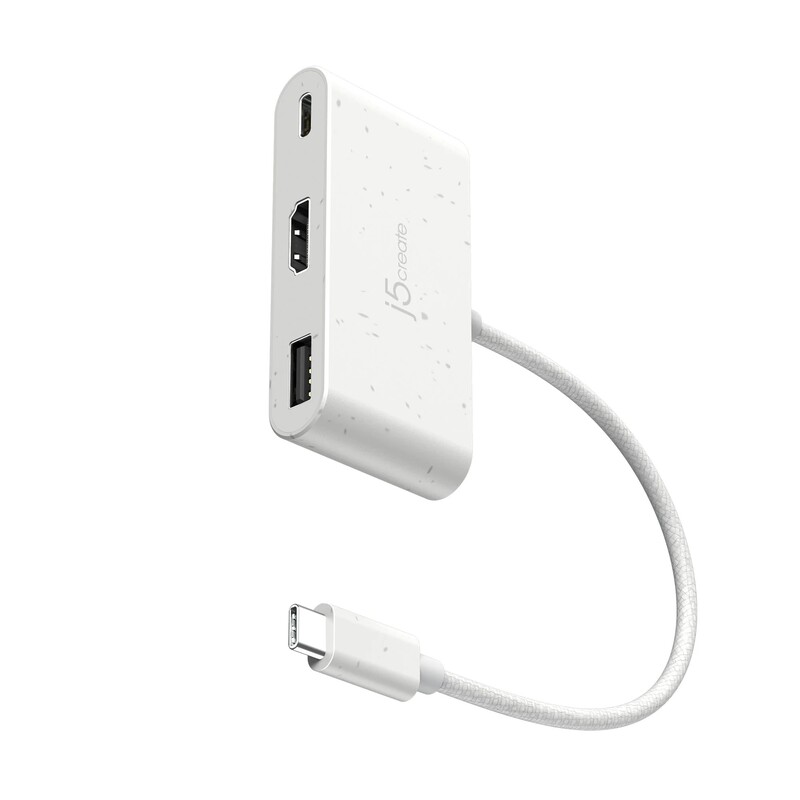 Адаптер J5create USB-C - USB/USB-C/HDMI (M/F), White (JCA379EW-N)