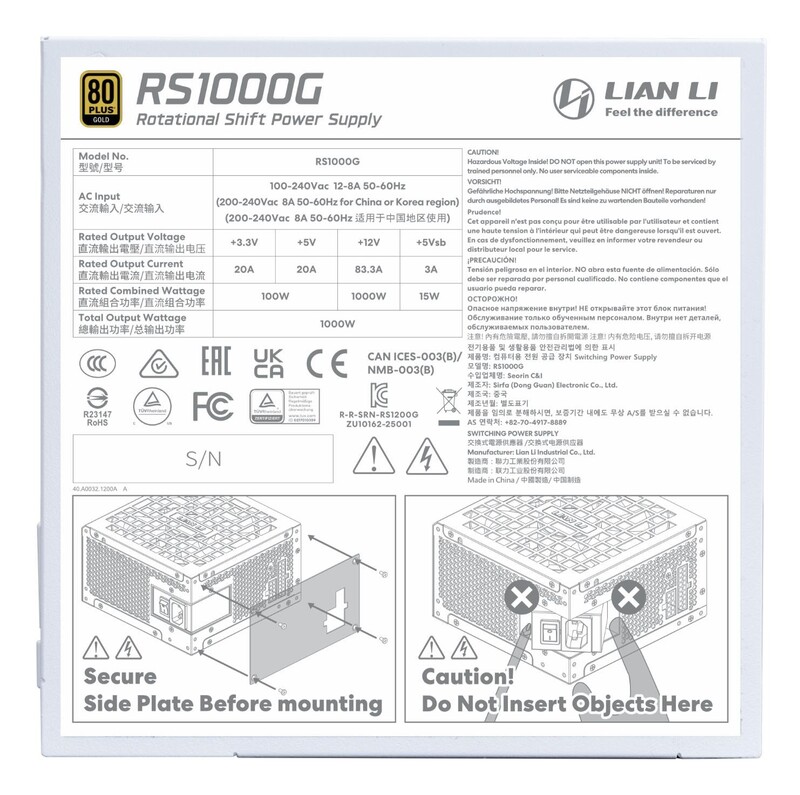 Блок питания Lian Li RS Gold 1000 White (G9P.RS1000G.W000.EU)