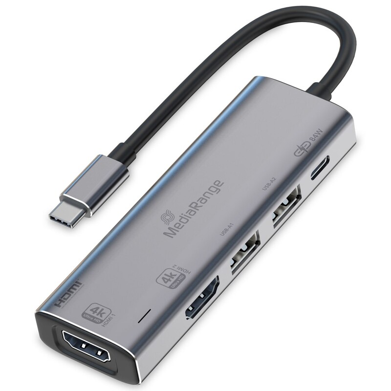 Концентратор USB Type-C MediaRange 5-in-1 Silver (MRCS511)