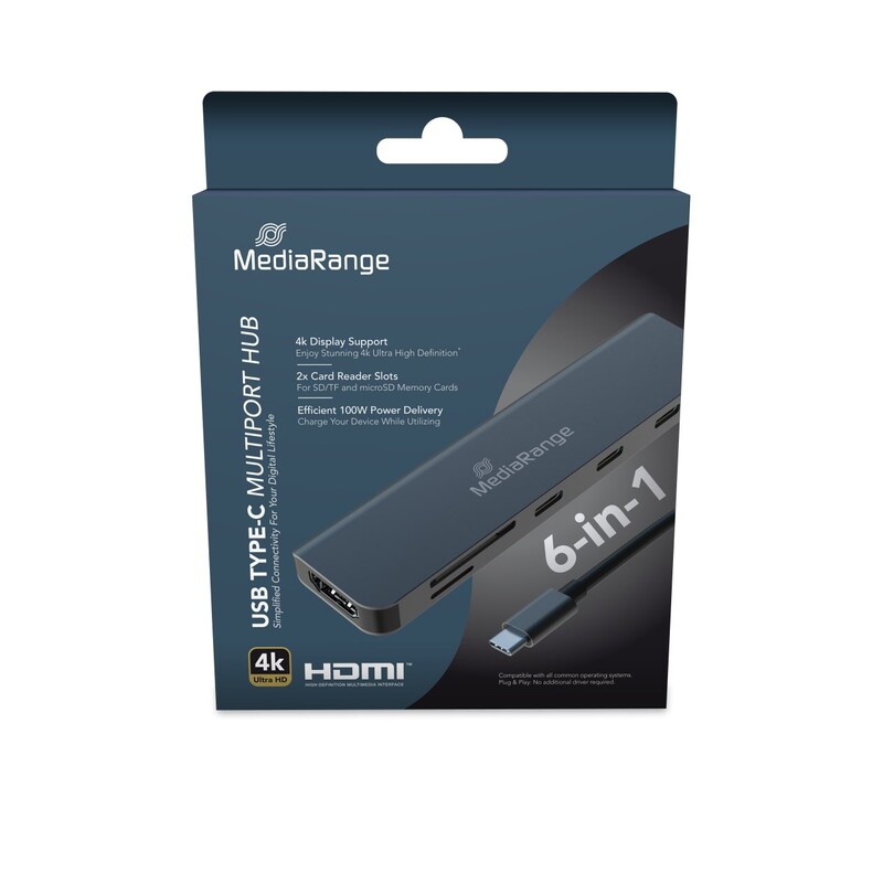 Концентратор USB Type-C MediaRange 5-in-1 Silver (MRCS511)