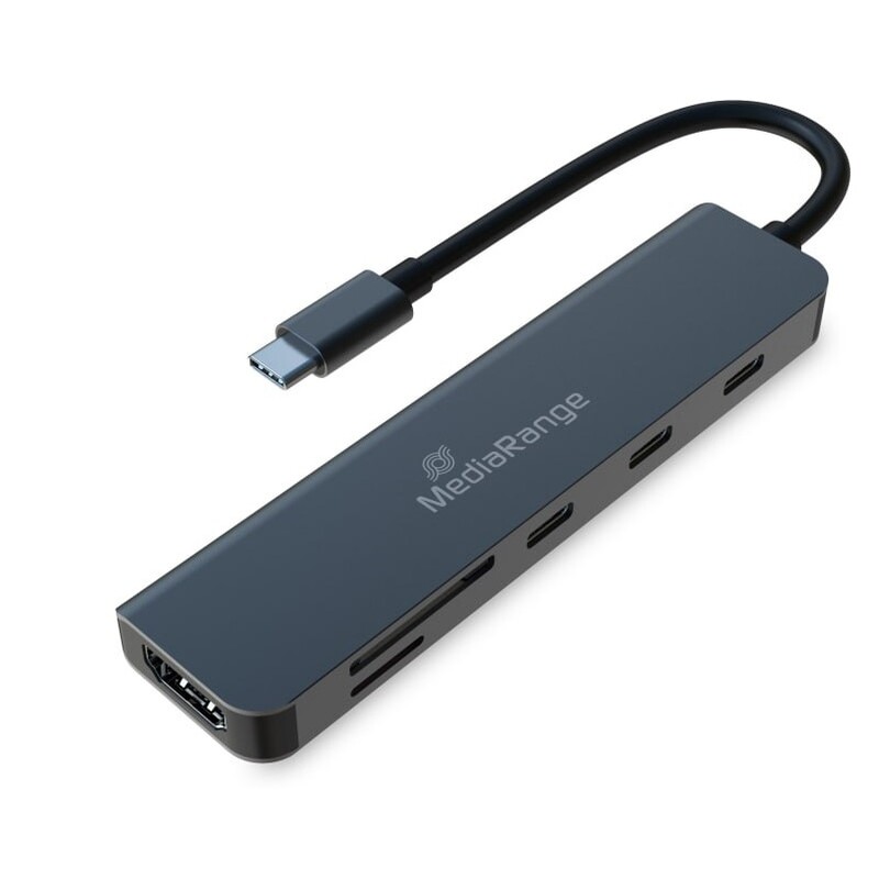 Концентратор USB Type-C MediaRange 6-in-1 Silver (MRCS519)