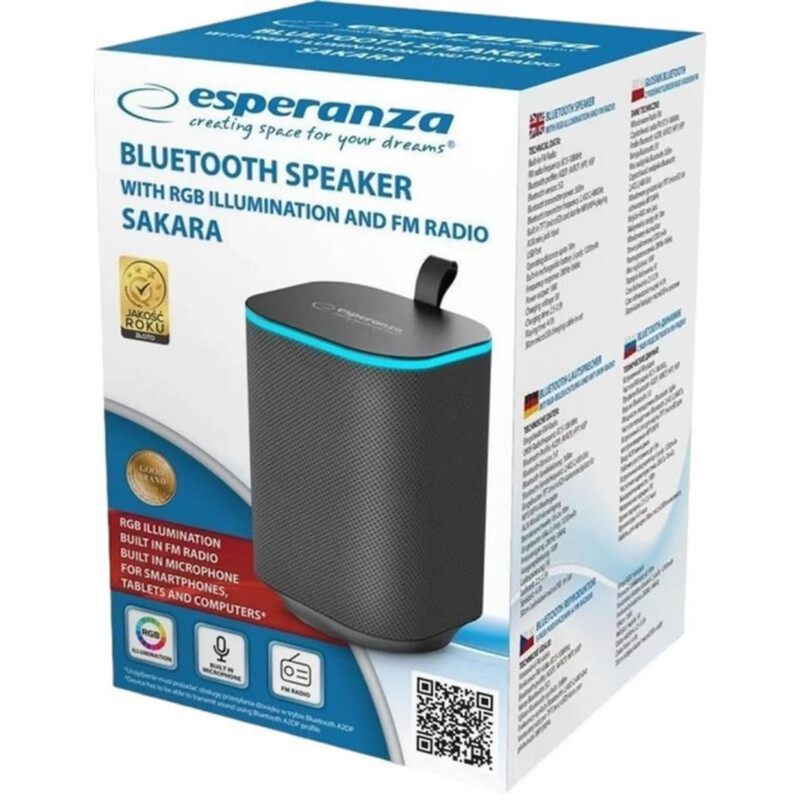 Акустична система Esperanza Bluetooth RGB Ilminated FM Sakara Black (EP155)