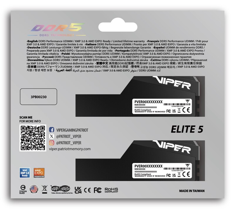 Модуль памяти DDR5 2x16GB/6000 Patriot Viper Elite 5 Ultra (VEU532G6036K)