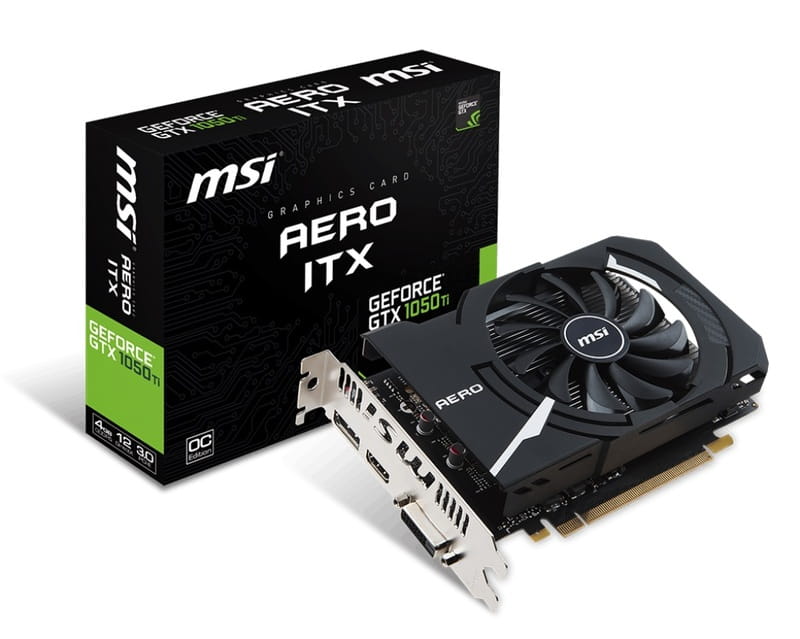 Видеокарта GF GTX 1050 Ti 4GB GDDR5 Aero ITX OCV1 MSI (GeForce GTX 1050 Ti AERO ITX 4G OCV1)