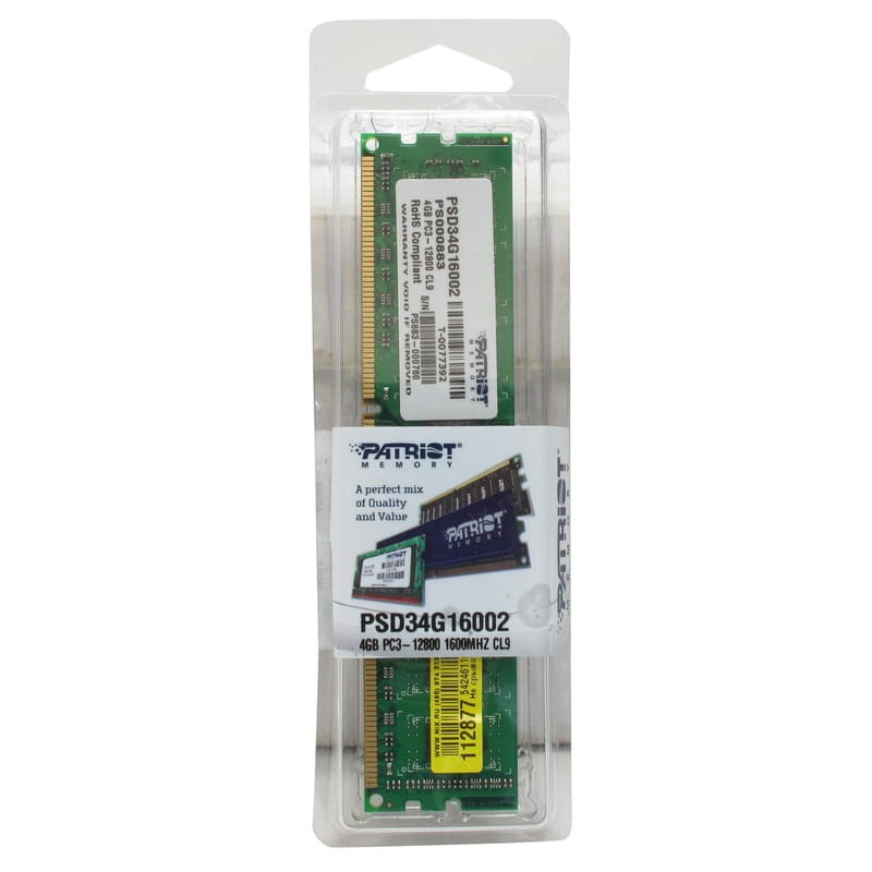 Модуль пам`ятi DDR3 4GB/1600 Patriot Signature Line (PSD34G16002)