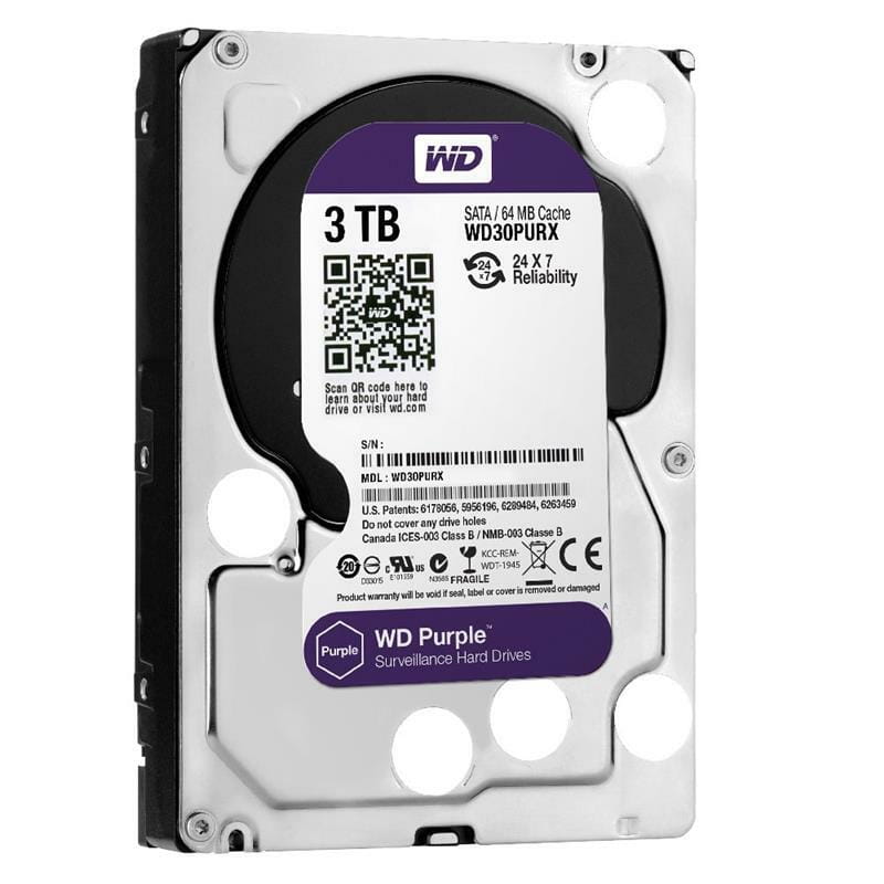 Накопитель HDD SATA 3.0TB WD Purple 5400rpm 64MB (WD30PURX) Refurbished