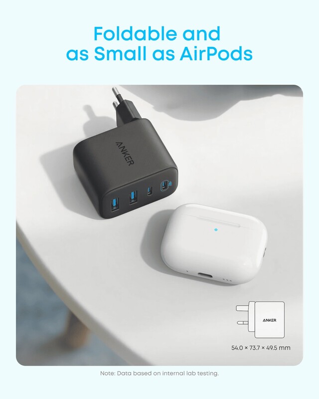 Мережевий зарядний пристрій Anker Zolo Charger 50W, 2xUSB-C, 2xUSB-A, Black (A121EG11)