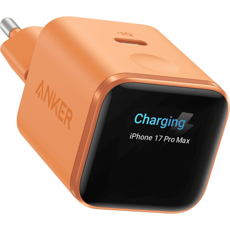 Мережевий зарядний пристрій Anker Nano Charger 45W USB-C Smart Display Orange (A121DGO1)
