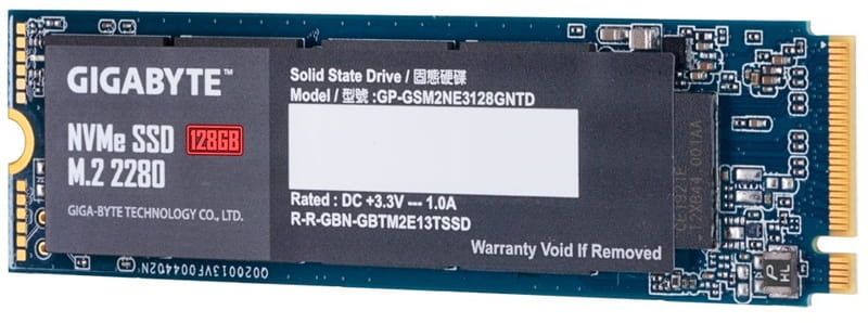 Накопитель SSD  128GB Gigabyte M.2 PCIe NVMe 3.0 x4 NAND TLC (GP-GSM2NE3128GNTD)