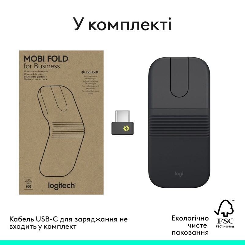 Миша бездротова Logitech Mobi Fold for Business Graphite (910-007605)