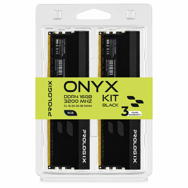 Модуль пам`ятi DDR4 2x8GB/3200 Prologix Onyx Black RGB (PRO16GB3200YBR4K)