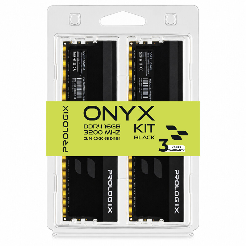 Модуль пам`ятi DDR4 2x8GB/3200 Prologix Onyx Black (PRO16GB3200YB4K)