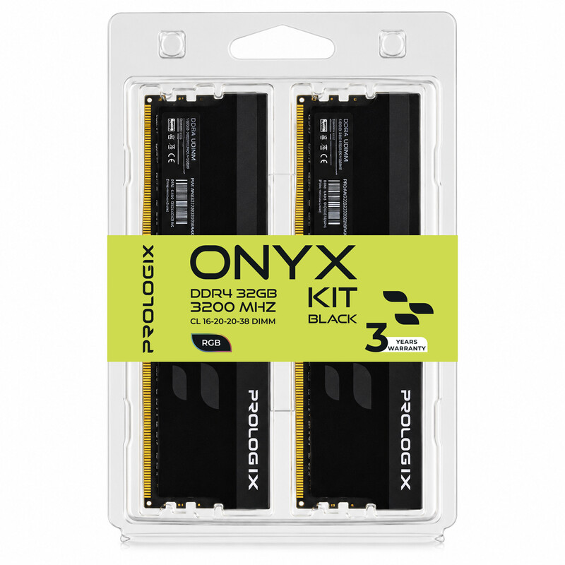 Модуль пам`ятi DDR4 2x16GB/3200 Prologix Onyx Black RGB (PRO32GB3200YBR4K)