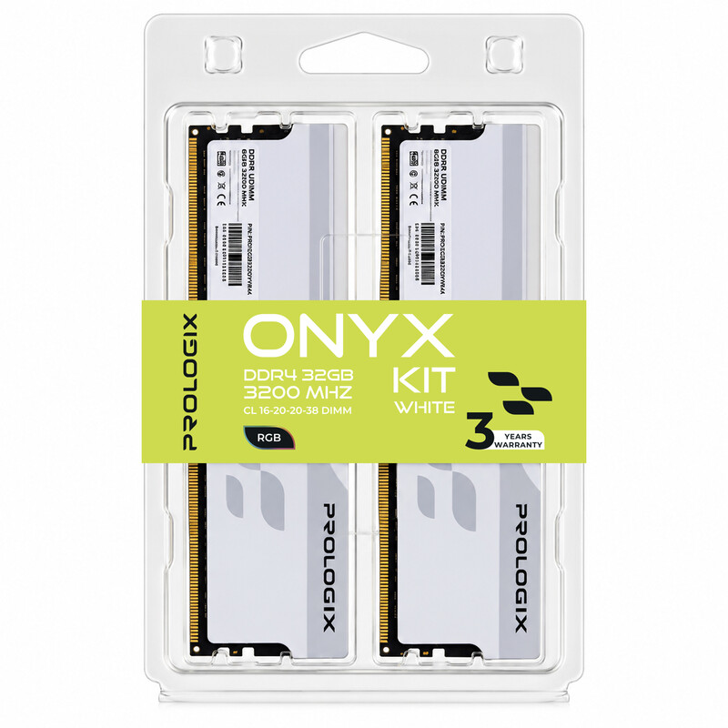 Модуль пам`ятi DDR4 2x16GB/3200 Prologix Onyx White RGB (PRO32GB3200YWR4K)