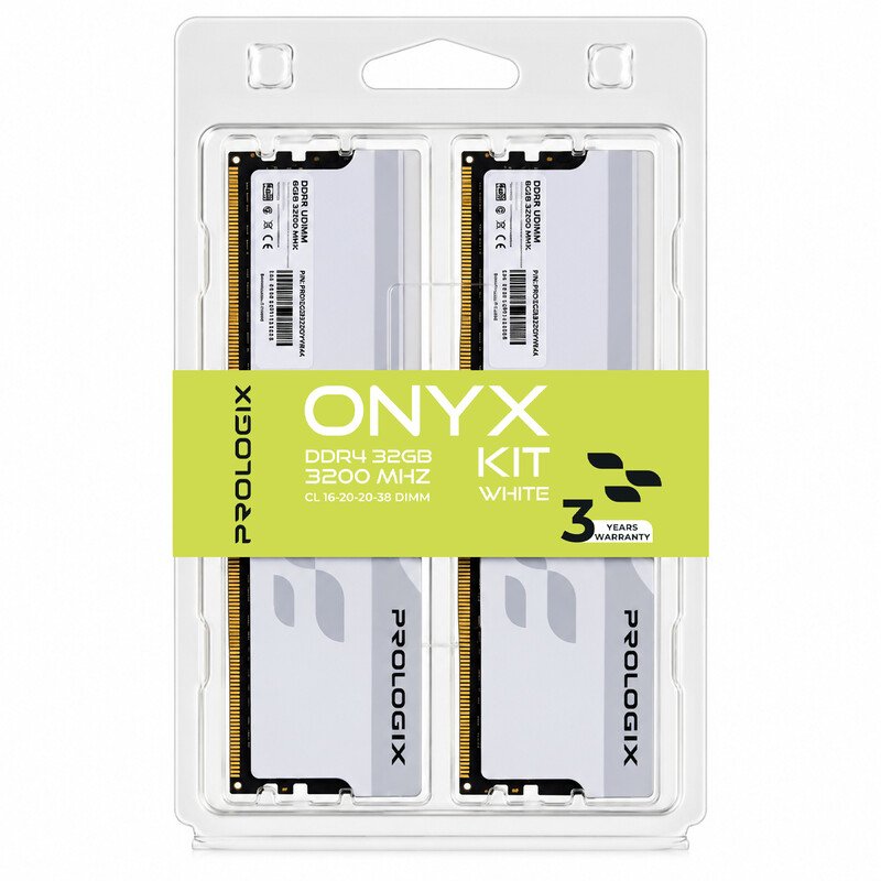 Модуль пам`ятi DDR4 2x16GB/3200 Prologix Onyx White (PRO32GB3200YW4K)