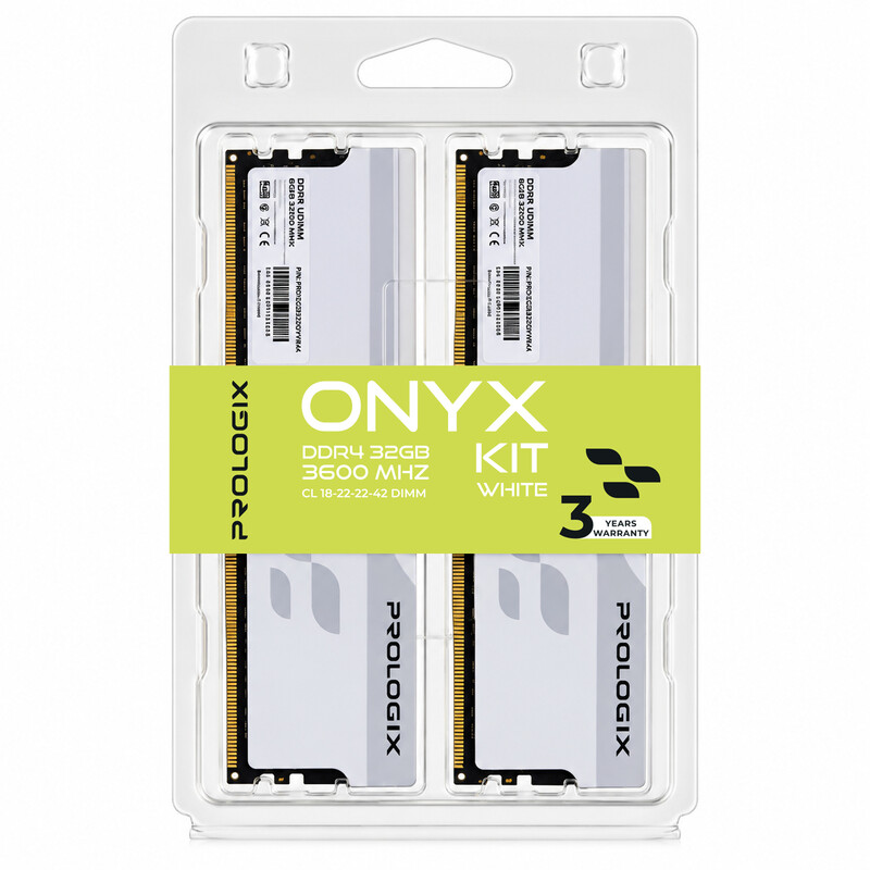 Модуль пам`ятi DDR4 2x16GB/3600 Prologix Onyx White (PRO32GB3600YW4K)
