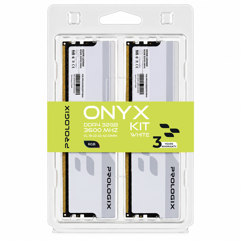 Модуль пам`ятi DDR4 2x16GB/3600 Prologix Onyx White RGB (PRO32GB3600YWR4K)