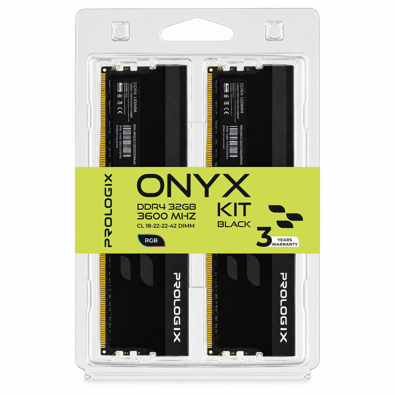 Модуль пам`ятi DDR4 2x16GB/3600 Prologix Onyx Black RGB (PRO32GB3600YBR4K)