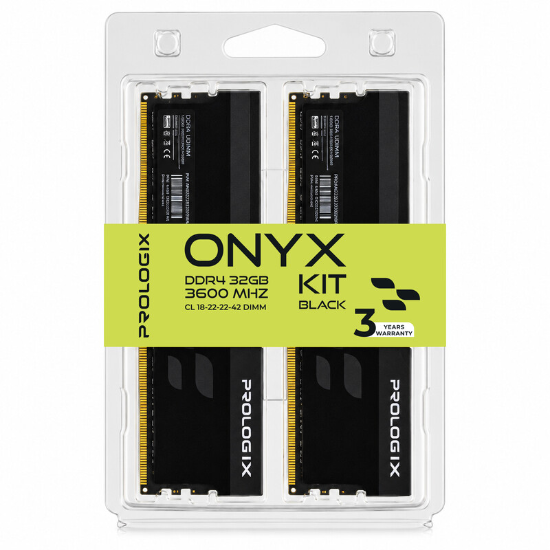 Модуль памяти DDR4 2x16GB/3600 Prologix Onyx Black (PRO32GB3600YB4K)