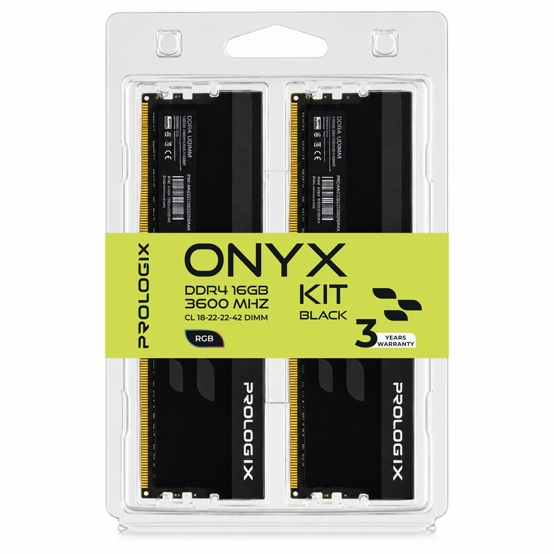 Модуль памяти DDR4 2x8GB/3600 Prologix Onyx Black RGB (PRO16GB3600YBR4K)
