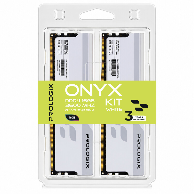 Модуль памяти DDR4 2x8GB/3600 Prologix Onyx White RGB (PRO16GB3600YWR4K)
