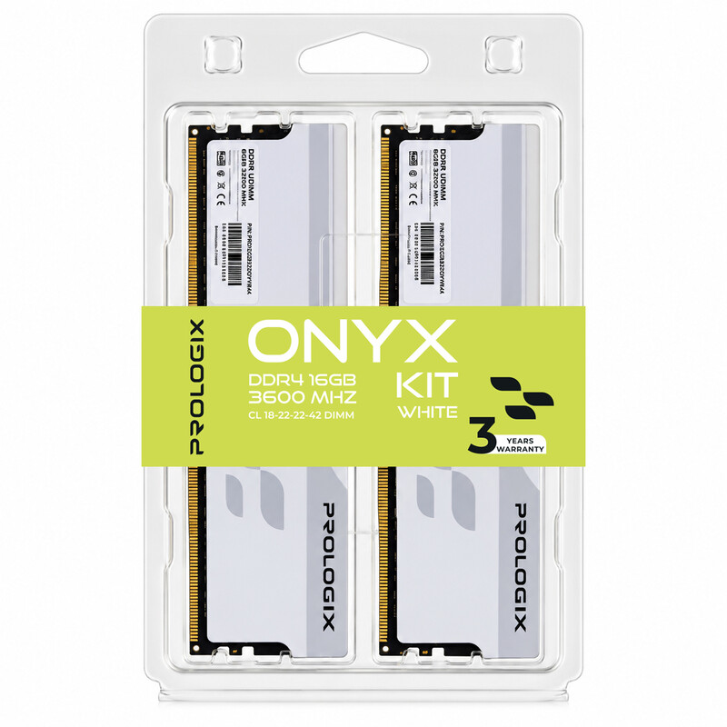 Модуль памяти DDR4 2x8GB/3600 Prologix Onyx White (PRO16GB3600YW4K)
