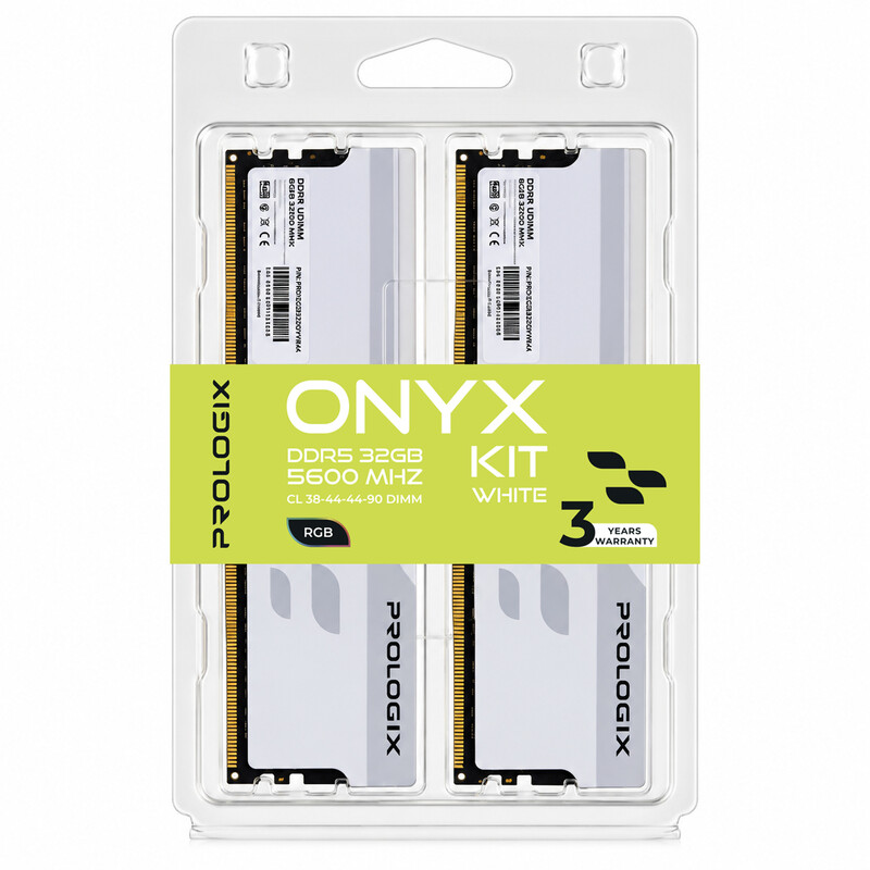 Модуль пам`ятi DDR5 2x16GB/5600 Prologix Onyx White RGB (PRO32GB5600YWR5K)