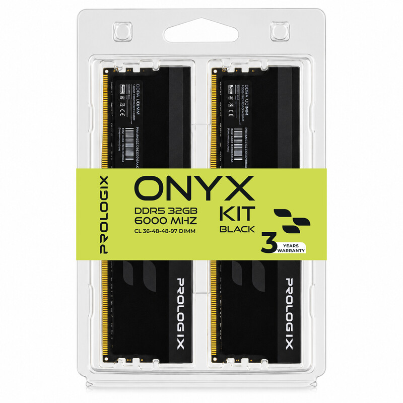 Модуль пам`ятi DDR5 2x16GB/6000 Prologix Onyx Black (PRO32GB6000YB5K)