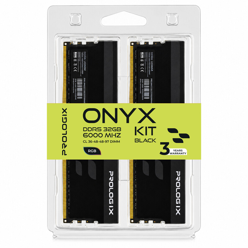 Модуль пам`ятi DDR5 2x16GB/6000 Prologix Onyx Black RGB (PRO32GB6000YBR5K)