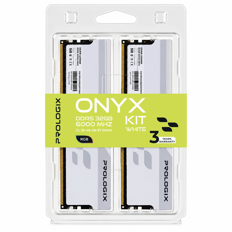 Модуль пам`ятi DDR5 2x16GB/6000 Prologix Onyx White RGB (PRO32GB6000YWR5K)