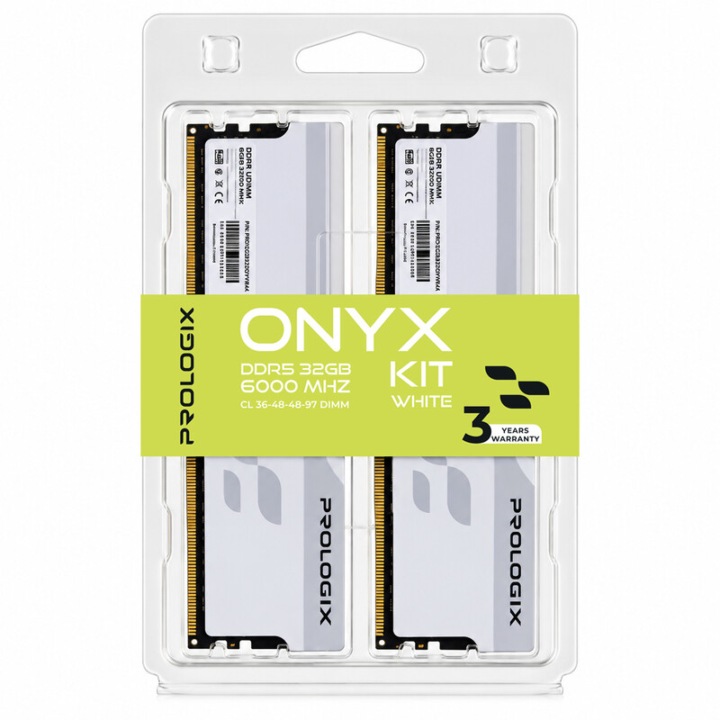 Модуль пам`ятi DDR5 2x16GB/6000 Prologix Onyx White (PRO32GB6000YW5K)