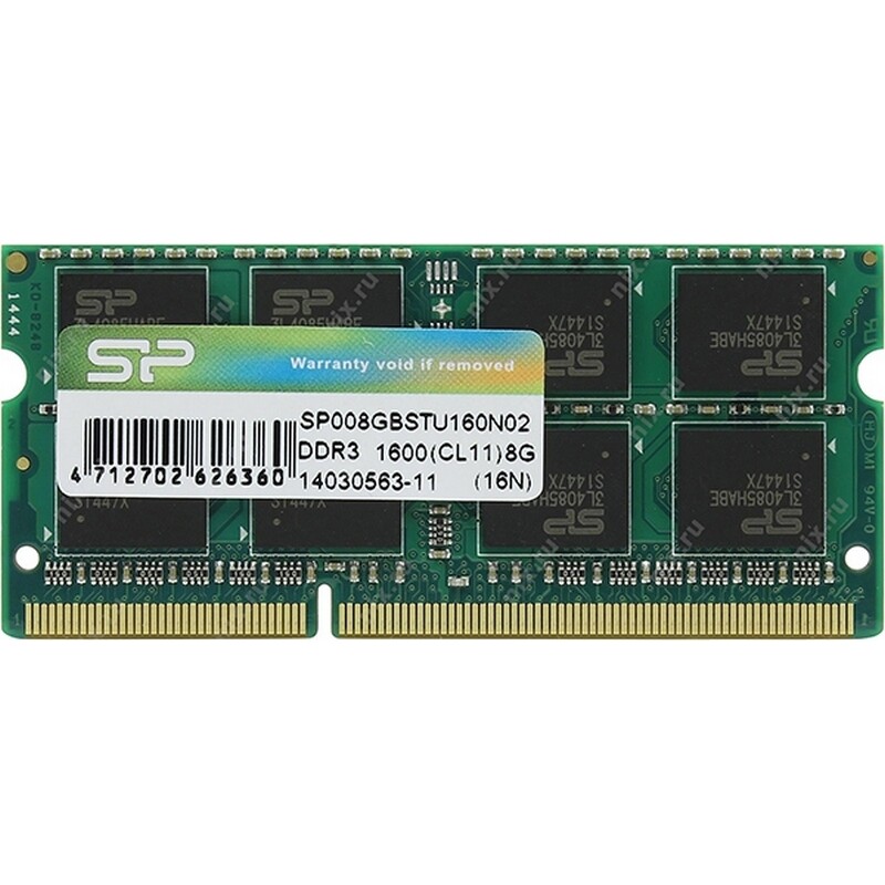 Модуль памяти SO-DIMM DDR3 8GB/1600 Silicon Power (SP008GBSTU160N02)