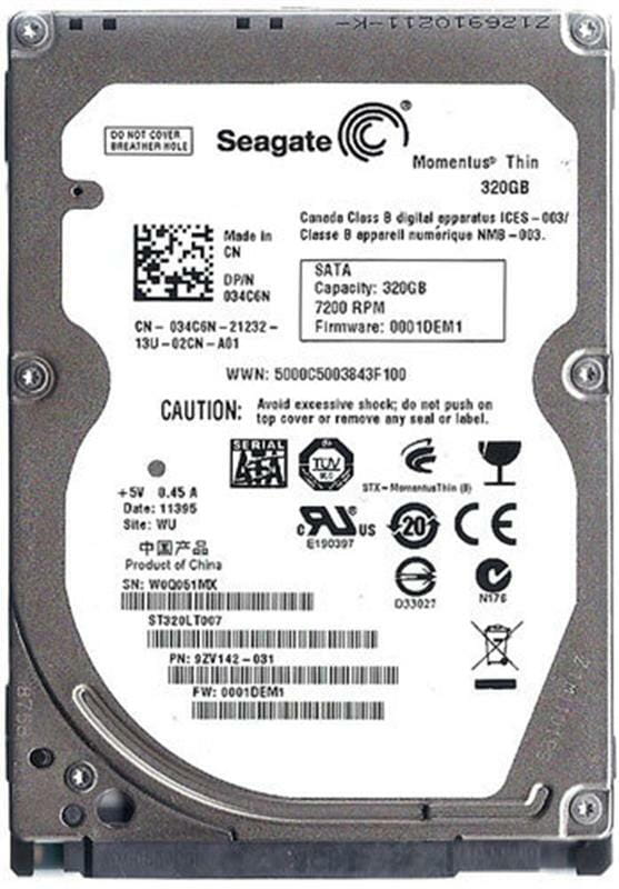 Накопитель HDD 2.5" SATA  320GB Seagate Momentus Thin 7200rpm 16MB (ST320LT007)
