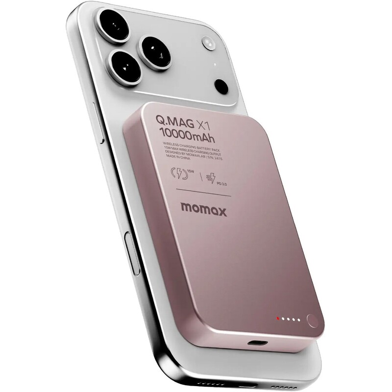 Універсальна мобільна батарея Momax Q.Mag X1 10000mAh 20W Pink (IP117AP)
