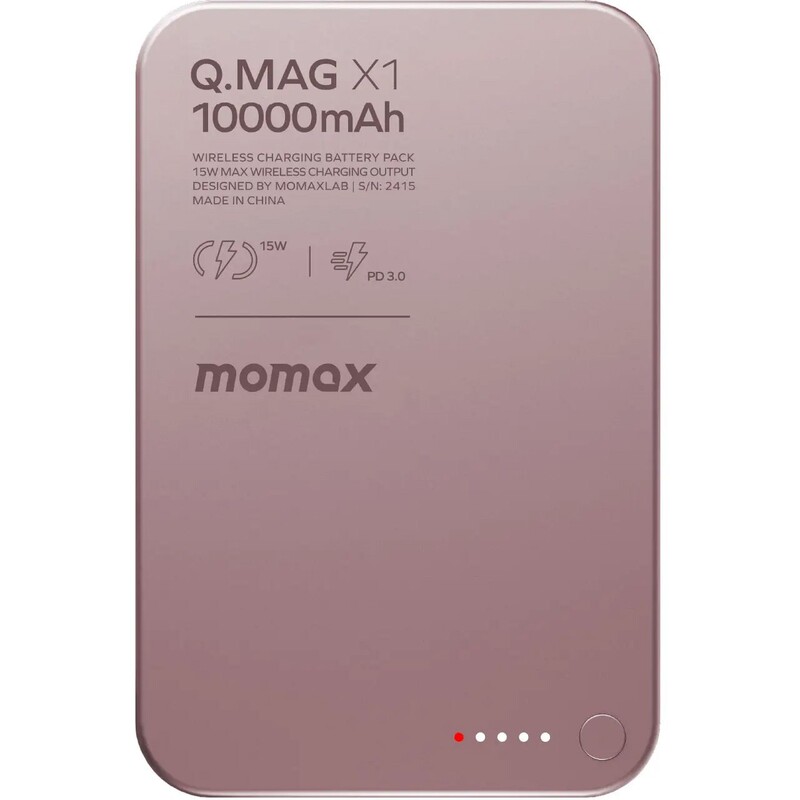 Універсальна мобільна батарея Momax Q.Mag X1 10000mAh 20W Pink (IP117AP)