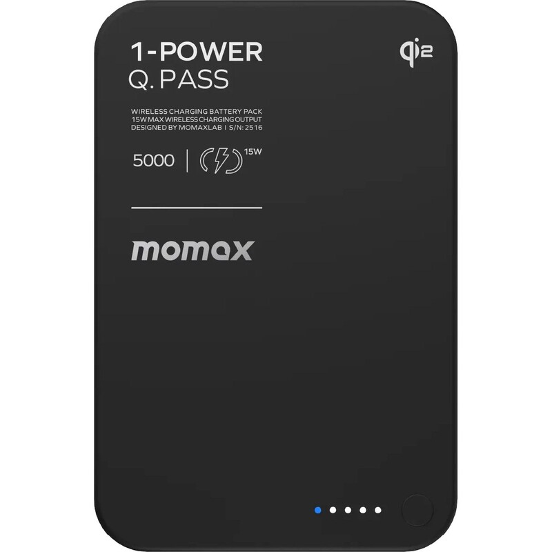 Универсальная мобильная батарея Momax 1-Power Q.Pass Qi2 5000mAh 20W Black (IP129Q2D)