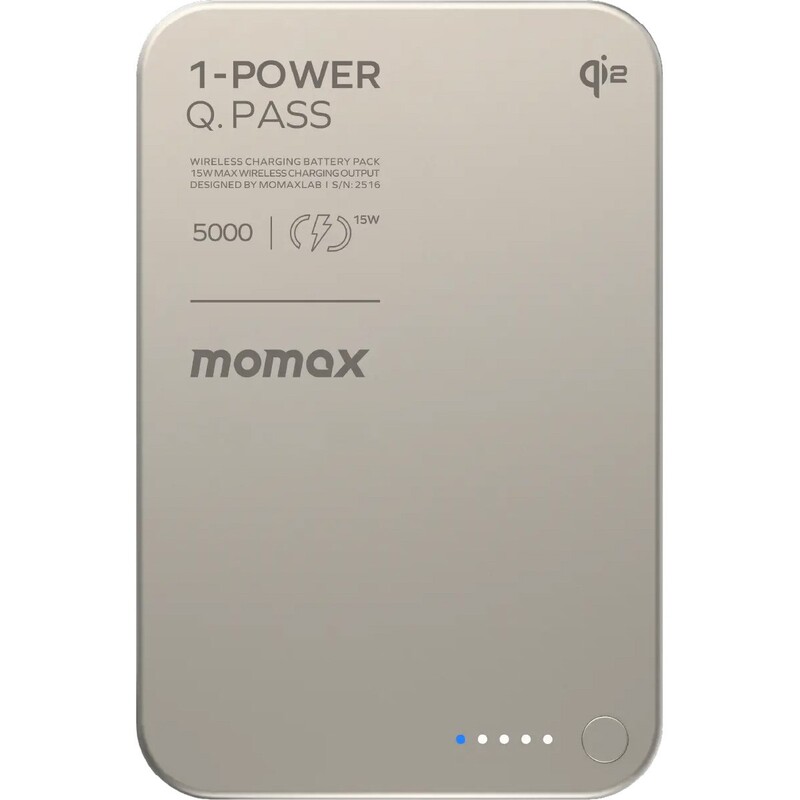 Универсальная мобильная батарея Momax 1-Power Q.Pass Qi2 5000mAh 20W Titanium (IP129Q2L)