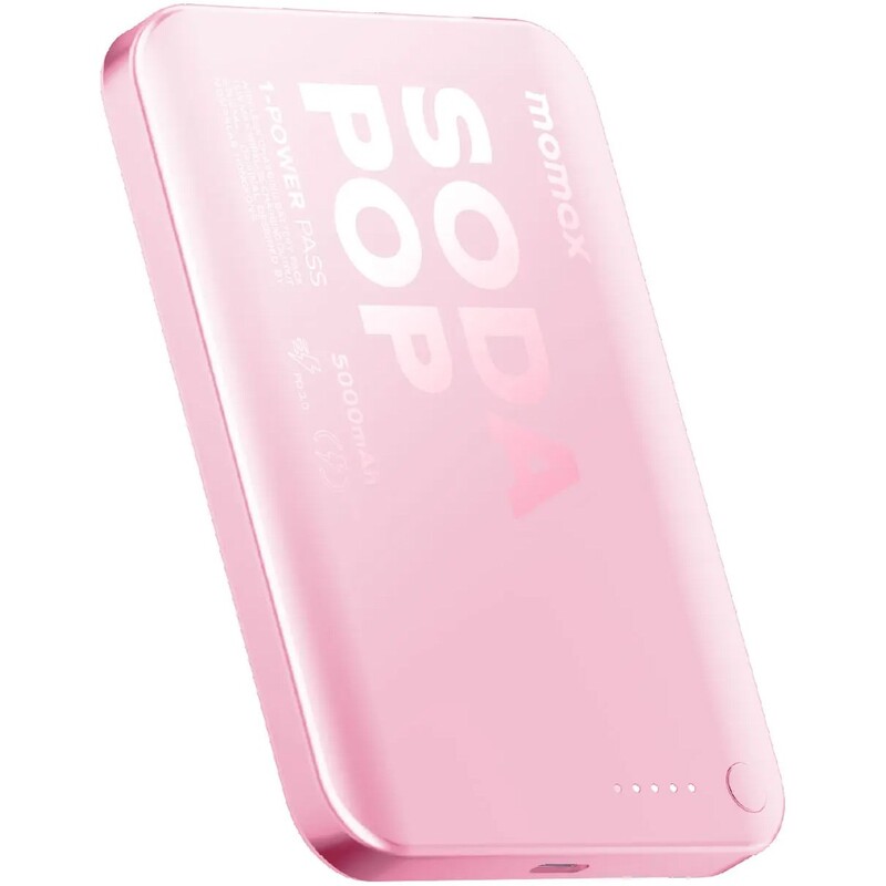Универсальная мобильная батарея Momax 1-Power Pass 5000mAh 20W Pink (IP165P)