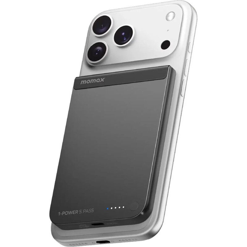 Универсальная мобильная батарея Momax 1-Power S.Pass Qi2 5000mAh 20W Black (IP161Q2D)