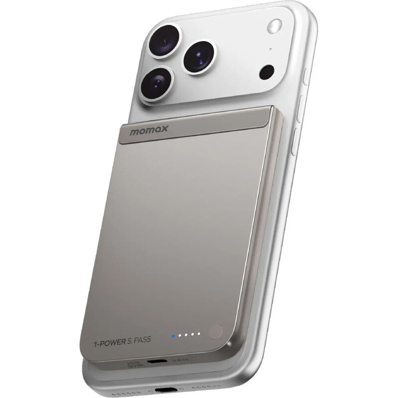 Универсальная мобильная батарея Momax 1-Power S.Pass Qi2 5000mAh 20W Titanium (IP161Q2L)