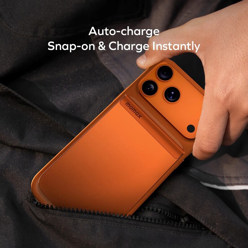 Универсальная мобильная батарея Momax 1-Power S.Pass Qi2 5000mAh 20W Solar Orange (IP161Q2M)