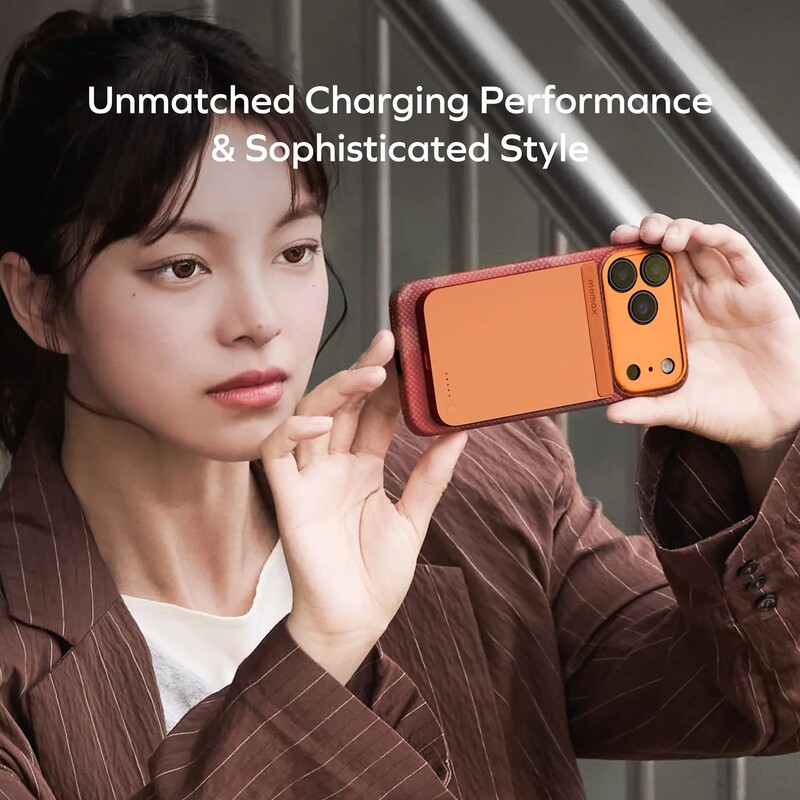 Универсальная мобильная батарея Momax 1-Power S.Pass Qi2 5000mAh 20W Solar Orange (IP161Q2M)