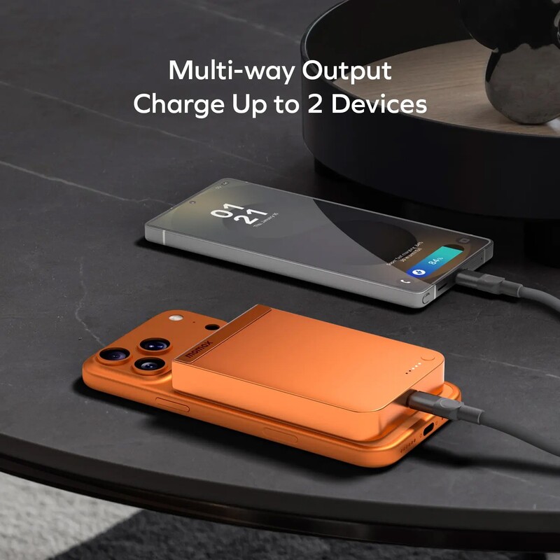 Універсальна мобільна батарея Momax 1-Power S.Pass Qi2 10000mAh 30W Orange (IP162Q2M)