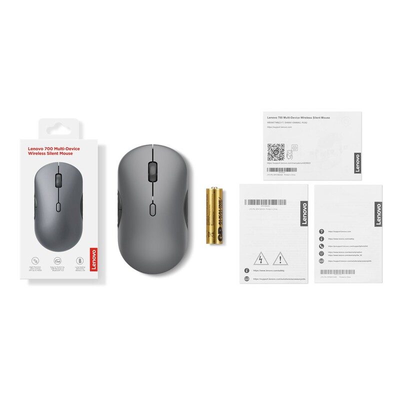 Мышь беспроводная Lenovo 700 Multi-Device Wireless Silent Mouse Luna Grey (GY51S61898)