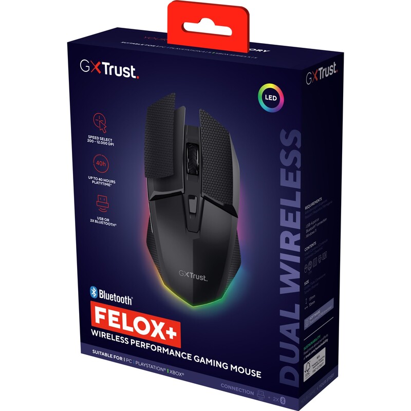 Миша Trust GXT 122 Felox+ Dual Wireless Illuminated Gaming Mouse Black (25748)