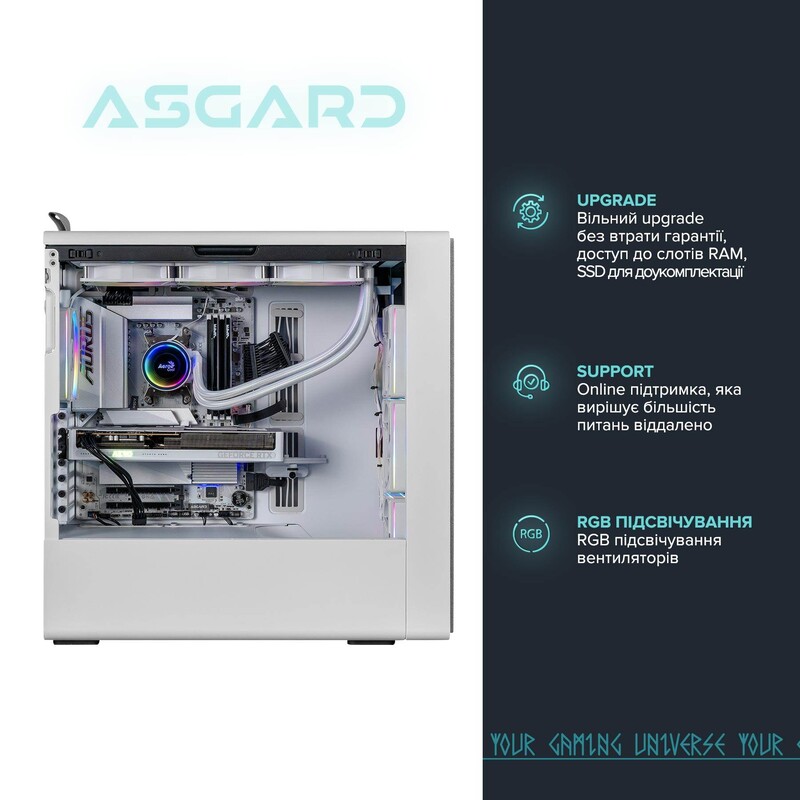 Ігровий комп`ютер ASGARD GAMER RTX 5080 / Ryzen 7 9800X3D / DDR5 32GB / SSD 2TB / Win 11 (ASG-G-5080-7717W)